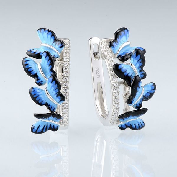 

santuzza серебряные серьги для женщин стерлингового серебра 925 пробы стад бабочка серьги серебро 925 кубический цирконий brincos ювелирные, Golden;silver