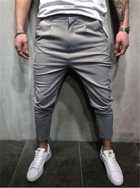 

mens plain slacks versatile pants fashion casual mens black mid waist pants male deisgner pants