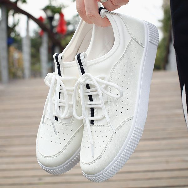 

2019 new shoes men casual flat shoes lace-up low spring autumn man white black leisure comfortable male u3-43