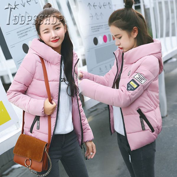 

2019 fashion hooded winter warm woman clothing casual parkas outerwear, Black