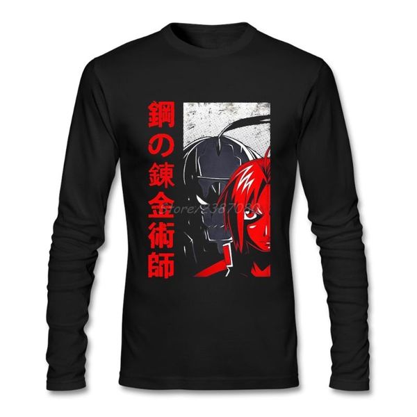 

fullmetal alchemist японского аниме тенниска изготовленное с длинным рукавом мужская одежда top funko o-образным вырезом хлопок мужчины футб, White;black