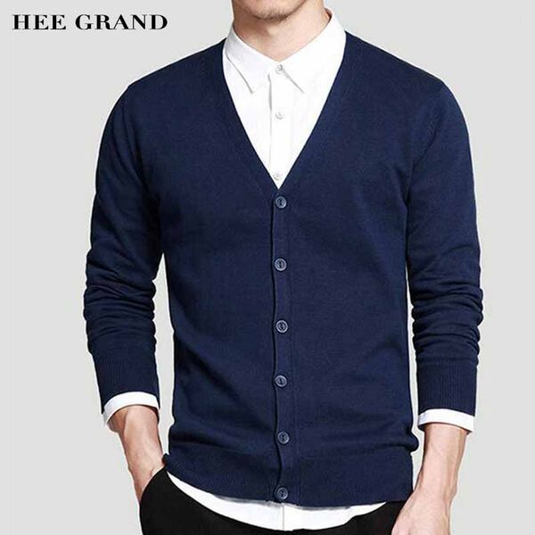 

hee grand men fashion style cardigan v-neck single breasted thin wool whole cotton comfortable material autumn sweater mzm507, White;black
