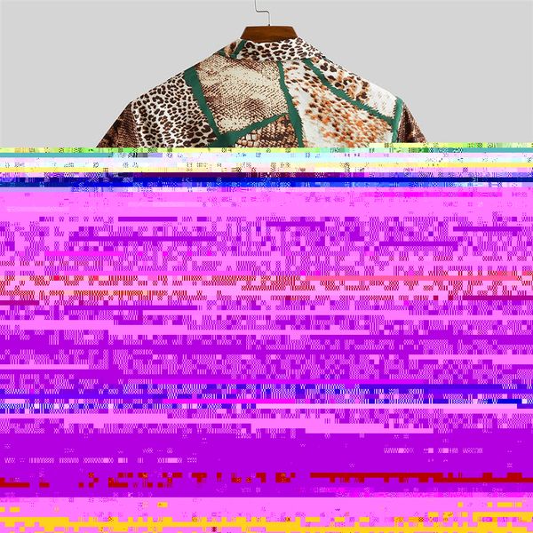 

2019 summer hawaiian shirt mens leopard printed chest pocket turn down collar short sleeve casual loose shirt 3xl camisas hombre, White;black