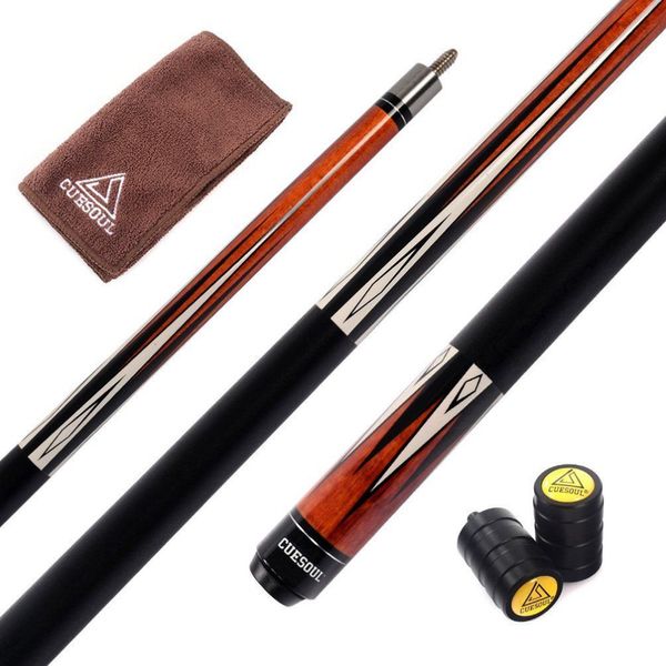

cuesoul full a+++ canadian maple wood 1/2 billiard cue 19 oz - 58 inch pool cue stick with protector&clean towel