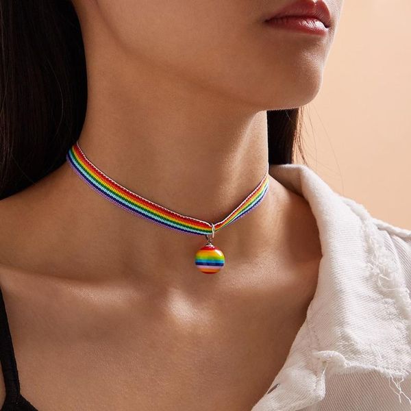

rainbow color chain friend friendship simple pendant necklace, Golden;silver