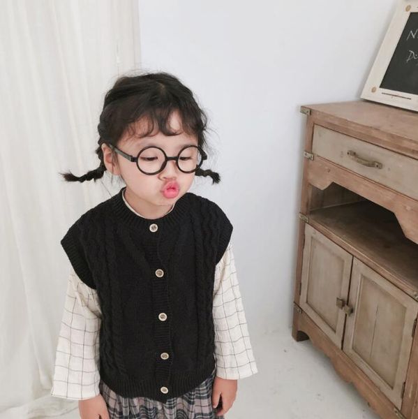 

2019 new boys girls knitted sweater autumn winter cotton fashion girls vest 2-7t hw438, Blue