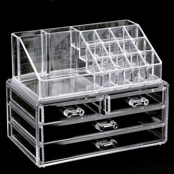 

clear makeup case 4 drawer 16 grid cosmetic organizer jewelry storage acrylic box