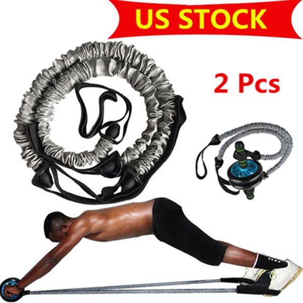 

US STOCK, Abdominal Muscle Wheel Auxiliary Pull Rope Gym Fitness Ab Roller Resistance Bands Fitness Equipment FY7048