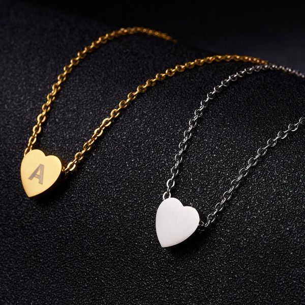 

ожерелье модный заказ золото серебро цвет нержавеющая сталь гравировка id initial имя love heart подвесной пара jewery лучшие подарки equuv, Silver