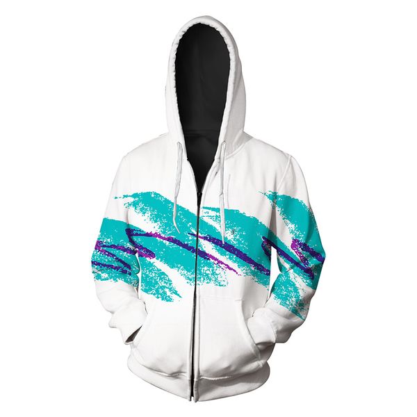 

white printed men's cardigan and cap guard fashion european and american zippered men's guard printing blouse hoodies, Black