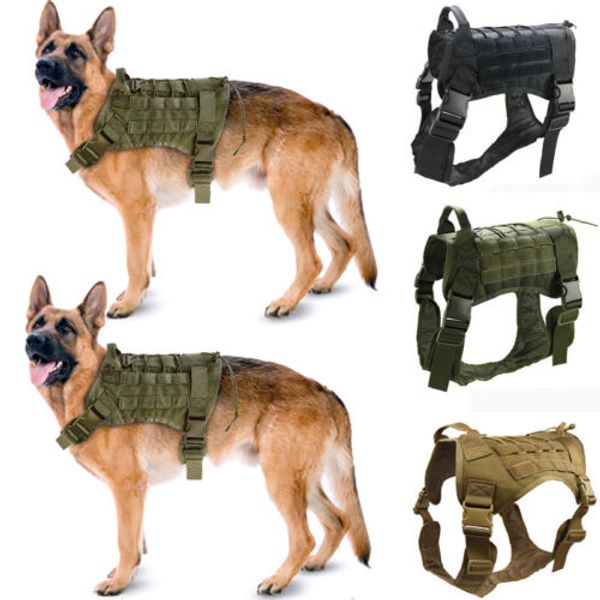 

police k9 tactical training dog harness military adjustable molle nylon vest