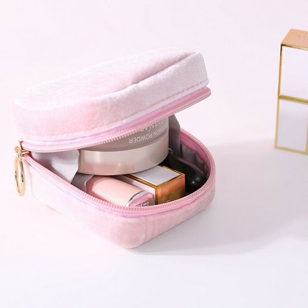 

women velvet lipstick cosmetic bag small zipper travel handbag toiletry bag for women's portable fashion ladies makeup pouch