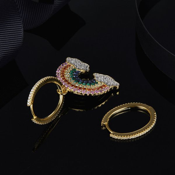 

wholesale- yellow silver arc-en-ciel earrings, Golden