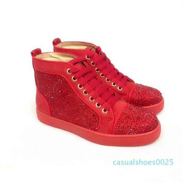 

big size 2019 red bottom shoes leather suede spike shoes men women size eur35-45 with box dust bag c25, Black