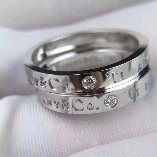 

Titanium teel cla ic ign t zircon charm ring ro e gold ilver couple ring wedding ring gift original jewelry for women and men