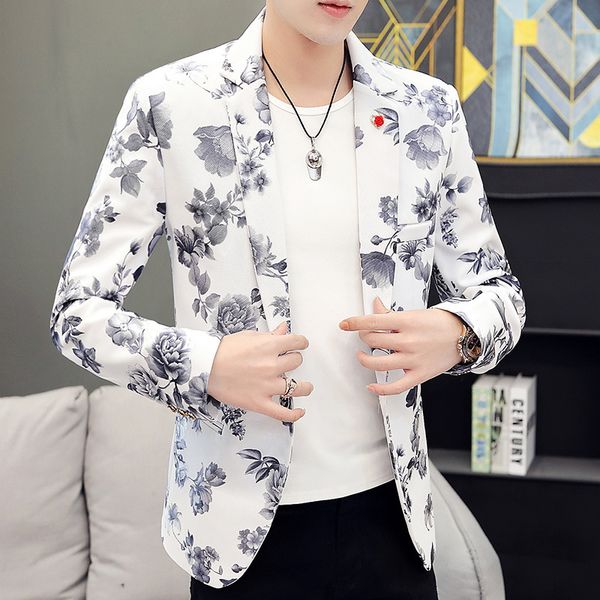 

men's suits & blazers hoo 2021 spring season personality big flowers suits, leisure suit teenagers cultivate one's morality, White;black