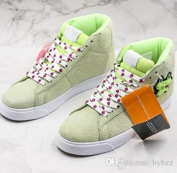 

2019 sb blazers frog mid qs skateboarding shoes fashion designer green suede sports shoes breathable shoes caual trainers size 36-45