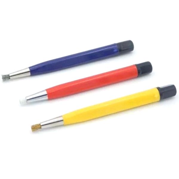 

3pcs/lot brush pens glass fiber / brass / steel brush sticker pen shape watch parts polish and rust clean removal tool