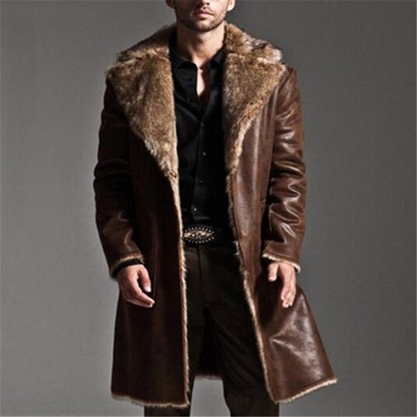 

2017 winter reversible men's overcoat faux fur coat jackets full length parka coats erkek mont casaco masculino plus size s-7xl, Black