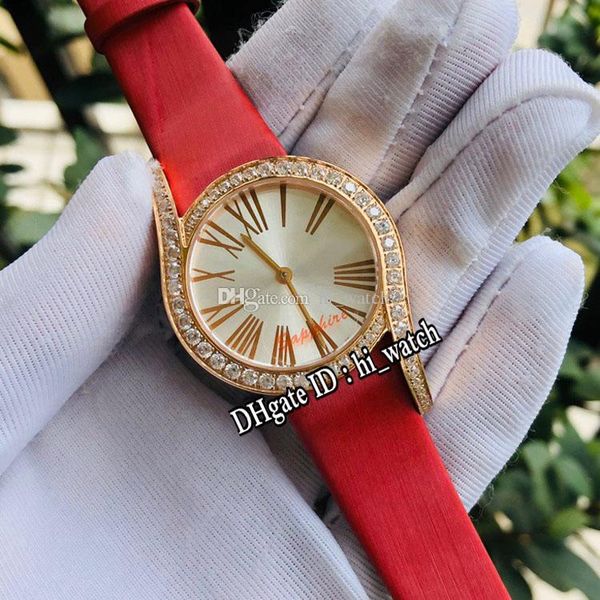 

new limelight gala g0a43361 swiss quartz ladies womens watch rose gold diamond bezel silver dial roman markers red leather hi_watch e15b2, Slivery;brown