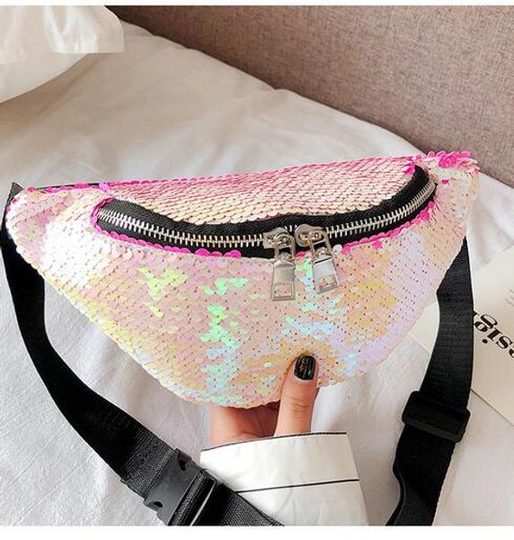

fashion women lady girl's shinning reversible glitter mermaid sequins waist bag fanny pack pouch hip purse satche bumbag