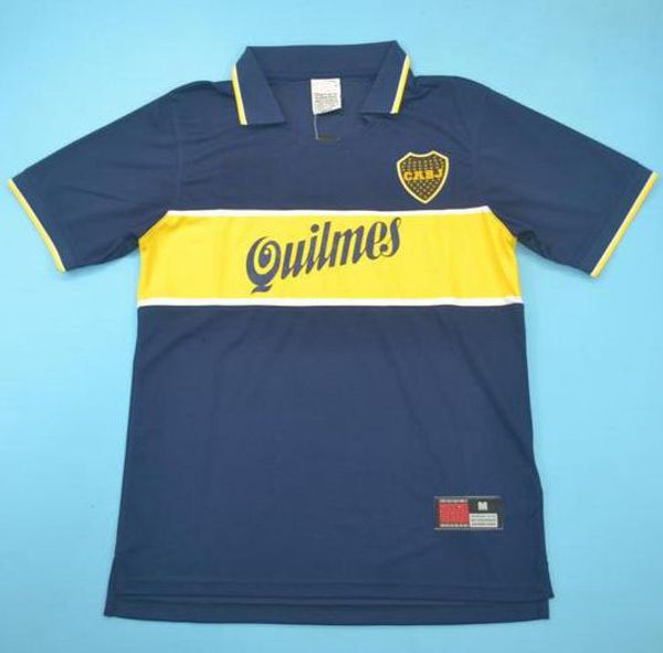 

97 98 boca juniors retro jerseys classic vintage maradona soccer jersey 1997 1998 gago tevez football shirt benedetto maillot de foot, Black;yellow