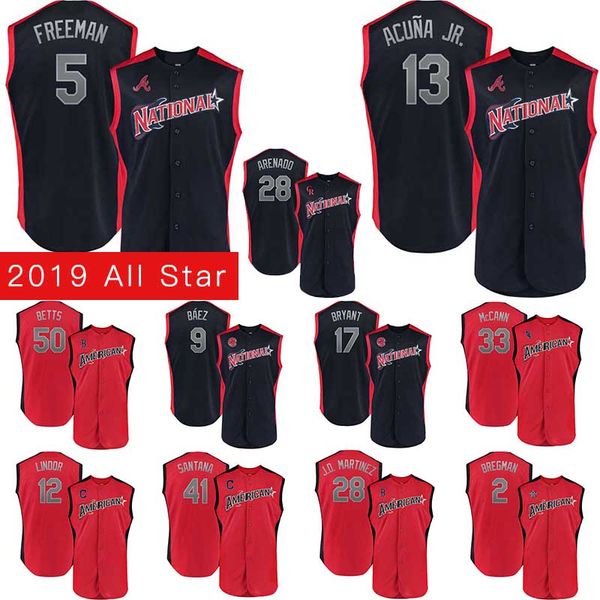

5 Freeman 13 Acuna Jr. 28 J. D. Martinez 50 Betts 9 Baez 17 Bryant 33 McCann 12 Lindor Mens Home Cool Jerseys