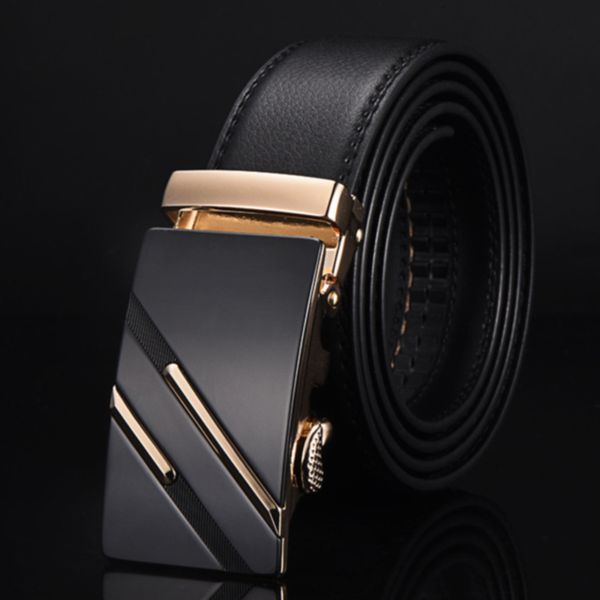 

waistband fashion simple waist strap classic non slip business men belt rustproof pu leather gift automatic buckle casual, Black;brown