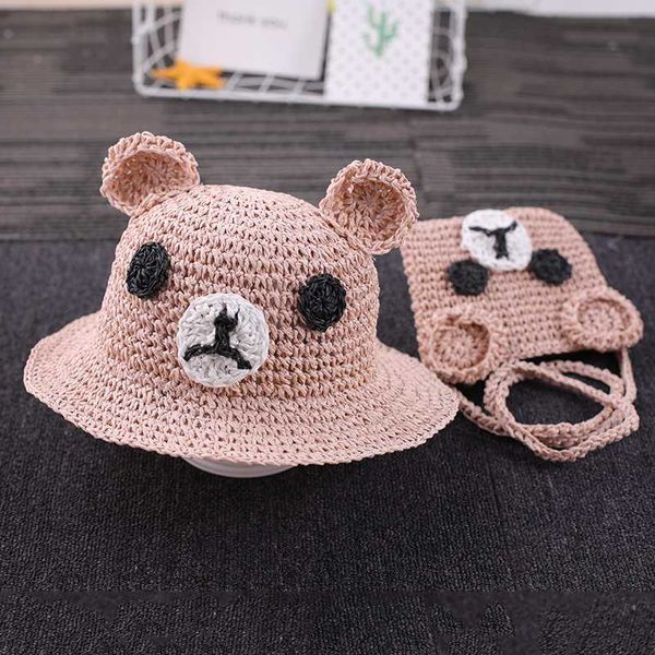 

children's summer thin breathable straw hat boy cute girl sun hat, Yellow