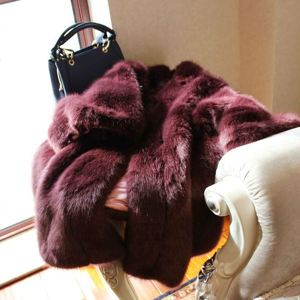 

65 new style high-end fashion women faux fur coat sq, Black