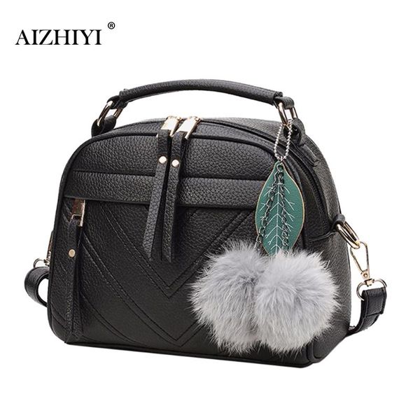 

stylish women handbag pu leather cute mini messenger shoulder bags with ball toy bolsa feminine female party shopping handbags