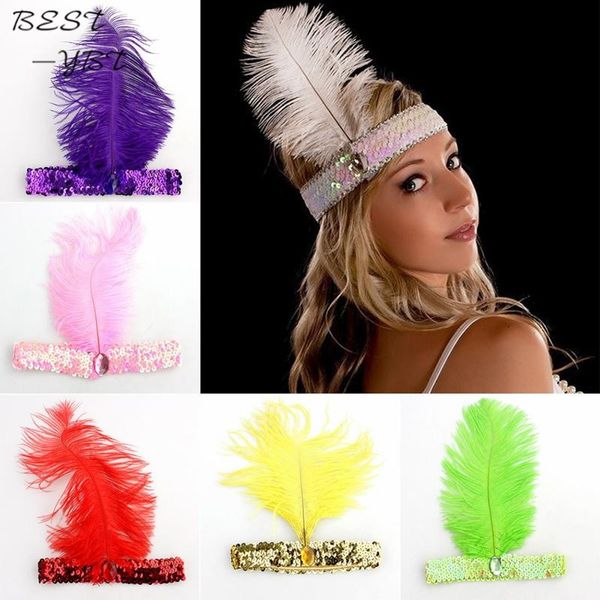 

feather headbands flapper sequin charleston dress accessories costume hairband headpiece women ladies fashion party jewelry