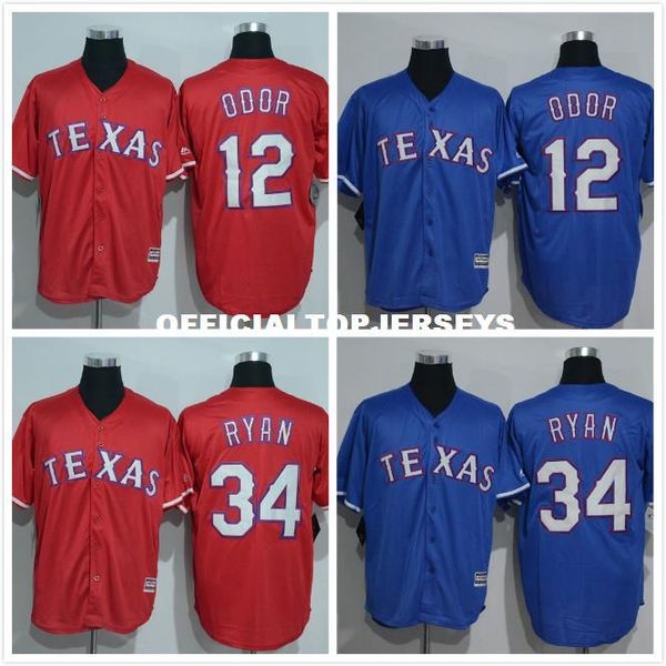 

2019 mens 12 rougned odor 34 nolan ryan blank jersey, Black;blue