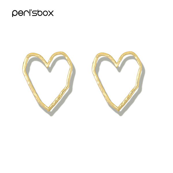 

peri'sbox gold sliver color hammered heart circle earrings for women minimalist geometric earrings hoops statement hoop, Golden;silver