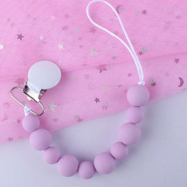 

handmade silicone teething pacifier clips beads pacifier chains safe teething chain eco-friendly pacifier clips holder chain