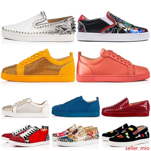 

new designer brand spikes studded flat casual shoes low cut mens women s rivets outdoor sneakers 35-47