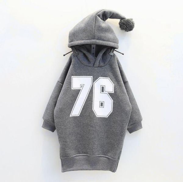 

2018 new winter item girl hooded print warm dress casual design, Blue;gray