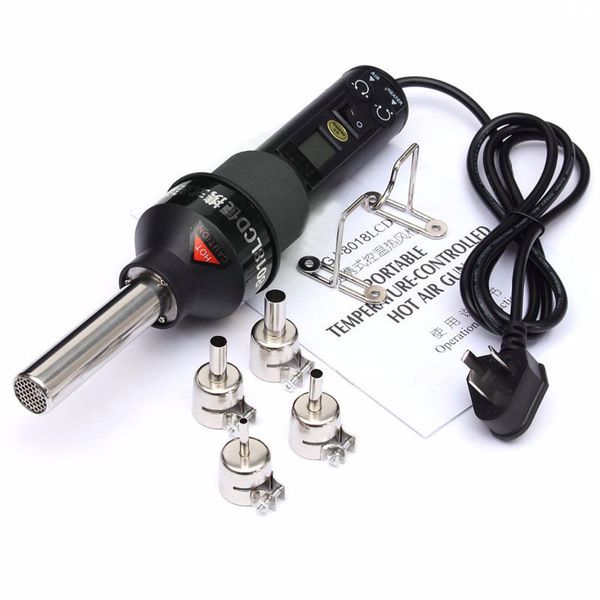 

220v 450w 450 degree lcd adjustable electronic heat air gun desoldering soldering station ic smd nozzle 8018lcd