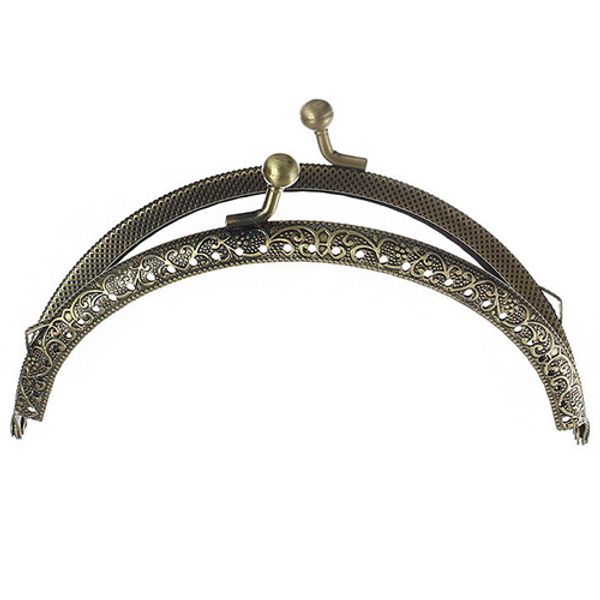 

1pc metal frame kiss clasp arch for purse bag bronze 12.6cm x 7.7cm, Black
