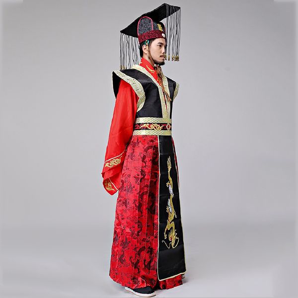 

male hanfu costumethe qin dynasty emperor hanfu for the imperial red gorgeous gown, Black;red