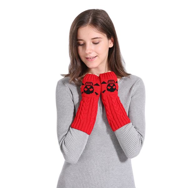 

2018 wool knitted fingerless women' long gloves half finger warm ladies winter gloves female heated mittens guantes mujer, Blue;gray