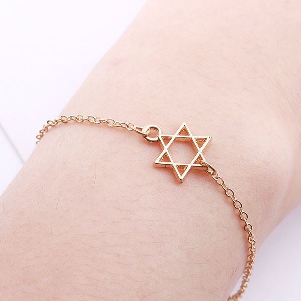 

women religious judaism jewish hexagram star of david pendant charm bracelet, Black