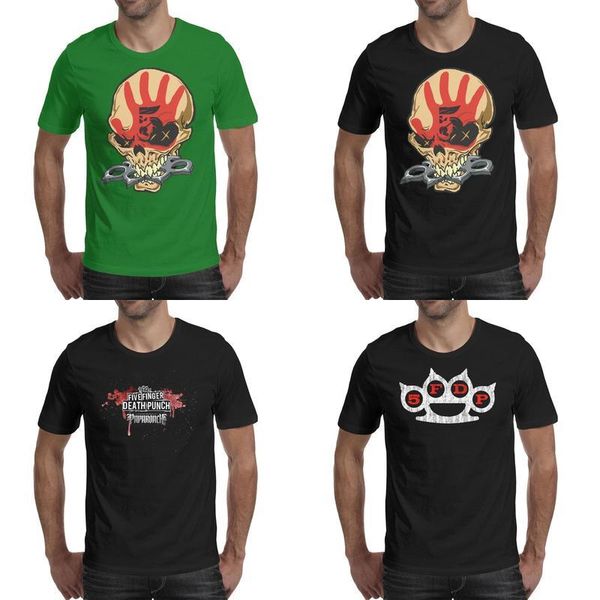 

fashion mens printing five finger death punch skull band footprint t shirt black personalised slogan shirts party five finger death, White;black
