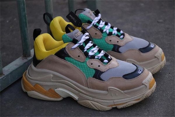 

Оптовая 1I1Balenciaga тройной S скорость тренер бежевый зеленый желтый обувь кроссовки