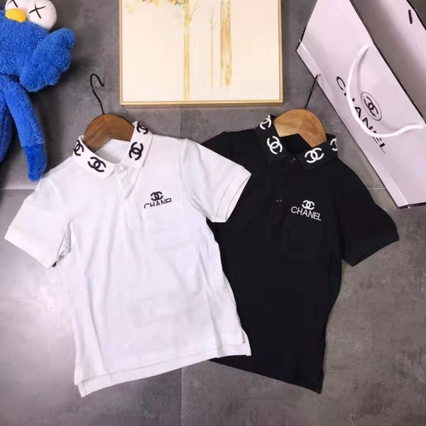 

Boys lapel T-shirt fashion boutique embroidered pearl cotton bottoming shirt not shrinking breathable high-end fashion girls