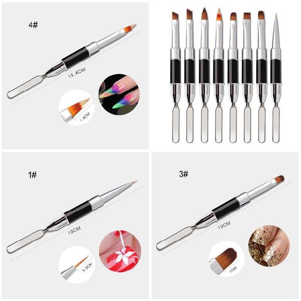 

double-ended nail art liner brush pen painting nylon multifunction draw manicure tool 669, Silver