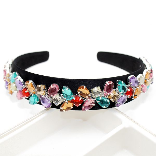 

handmade luxury hair accessories bling full colored crystal headband rhinestone diamante hairbands for girls women, Golden;white