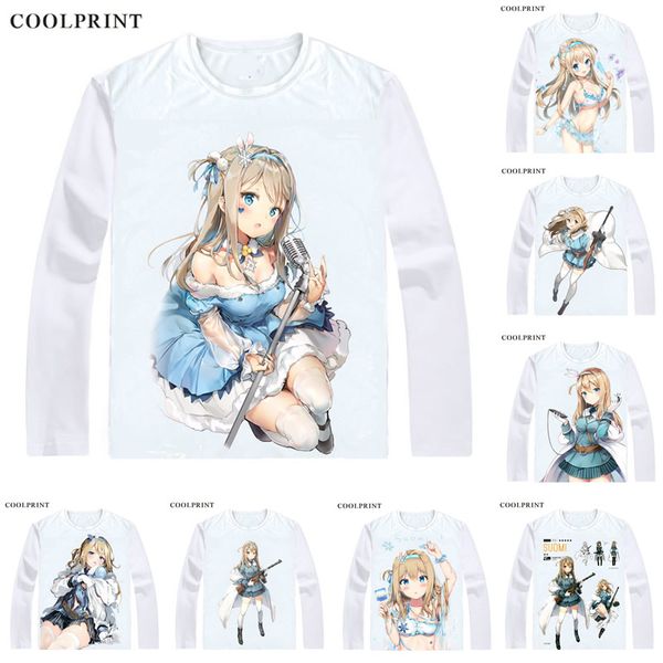 

suomi kp-31 kp31 t shirt girls frontline girls' doujinshi anime custom t-shirt casual vintage print long sleeve tshirts, White;black