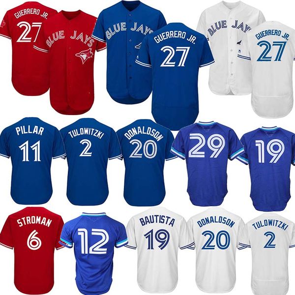 

27 Guerrero Jr. 20 Josh Donaldson Baseball Blue Jerseys 19 Jose Bautista 6 Marcus Stroman