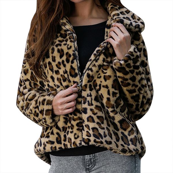 

2019 autumn winter women basic jacket coat female fashion women leopard print long sleeve coats vintage outwear cardigan, Black;brown